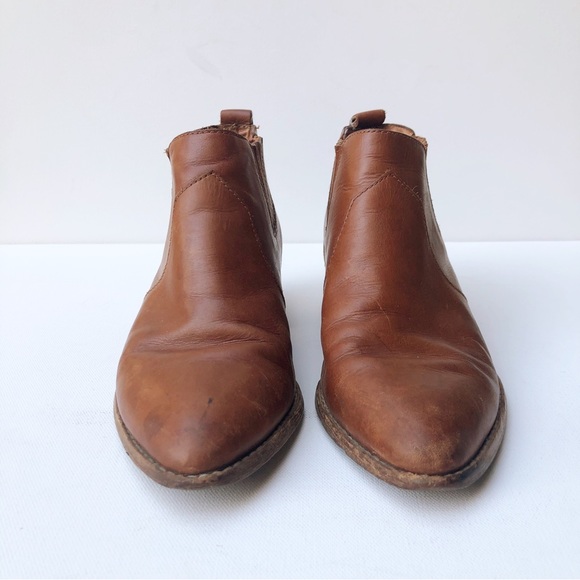 Madewell The Kelci Chelsea Boot Size 7 Cognac Brown Leather Heeled Ankle Booties - Picture 6 of 14